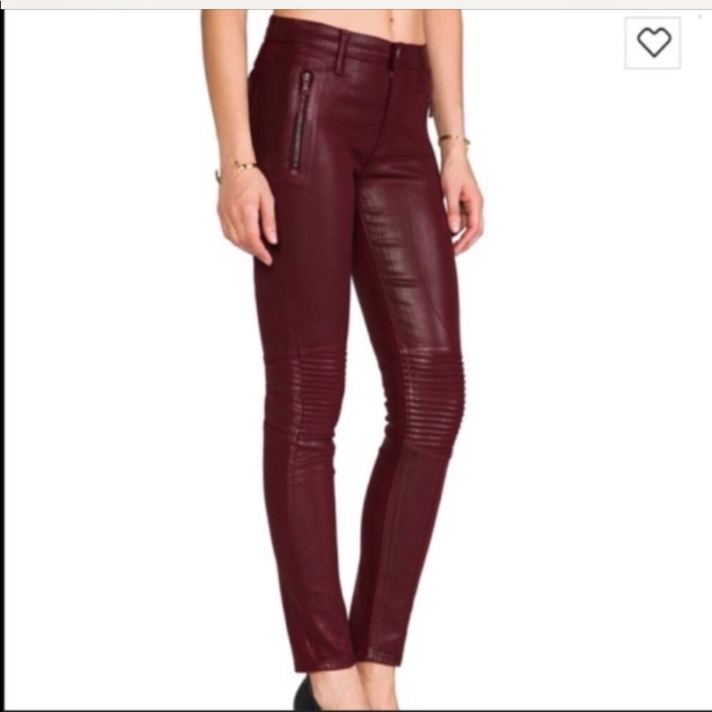 HUDSON STARK MOTO COATED BURGUNDY WINE JEANS 26